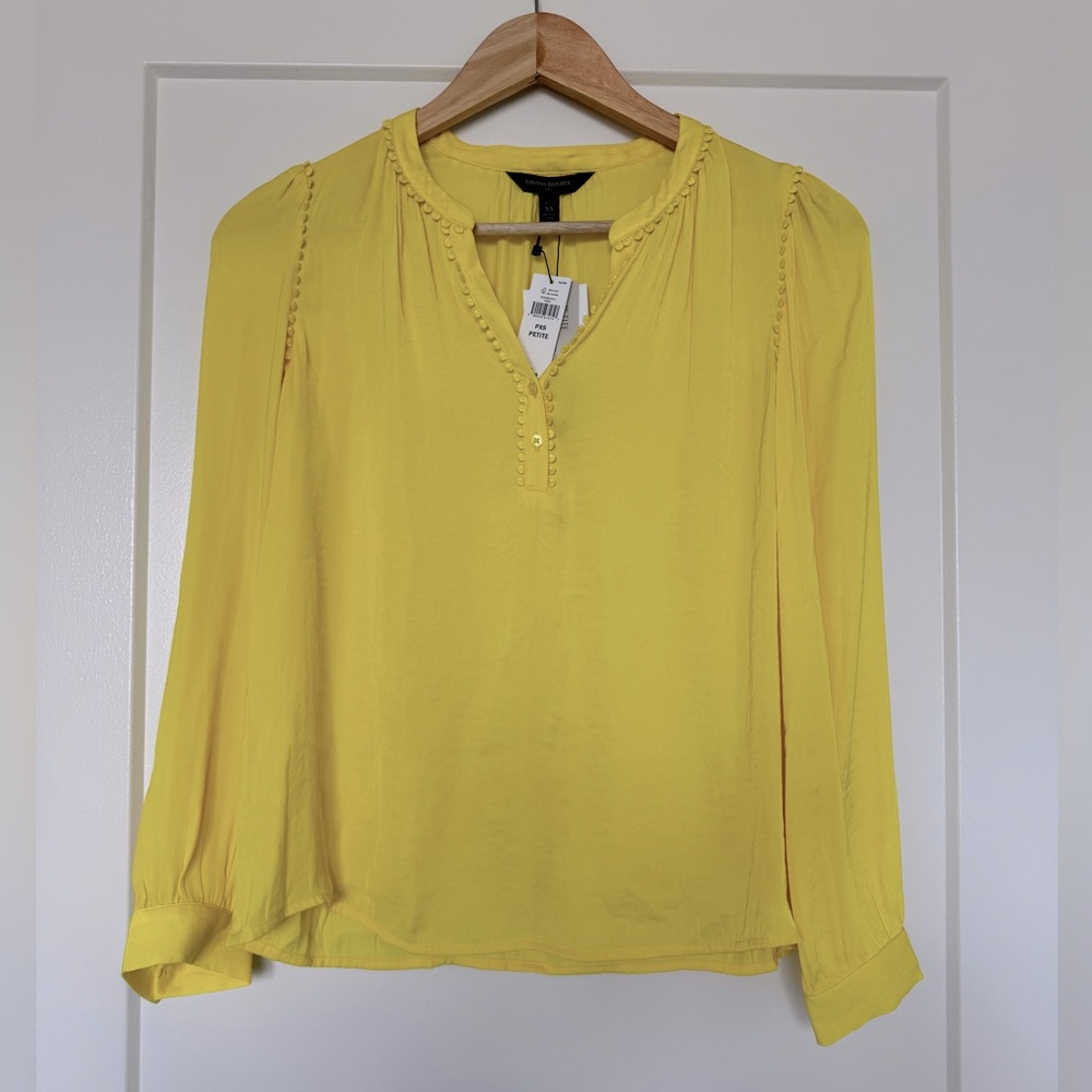**NWT** Banana Republic Yellow Long Sleeve Blouse Size XS